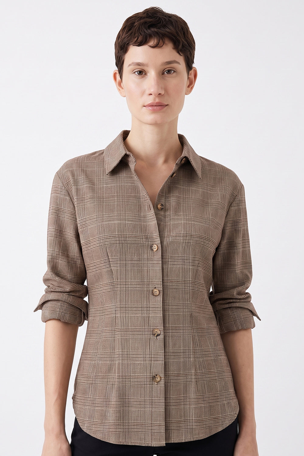 Long Sleeve Fitted Shirt with Cuffs - MULTICOLOR