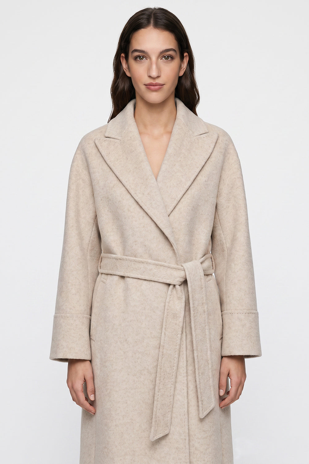Raglan Sleeve Lined Coat with Belted Waist - ECRU