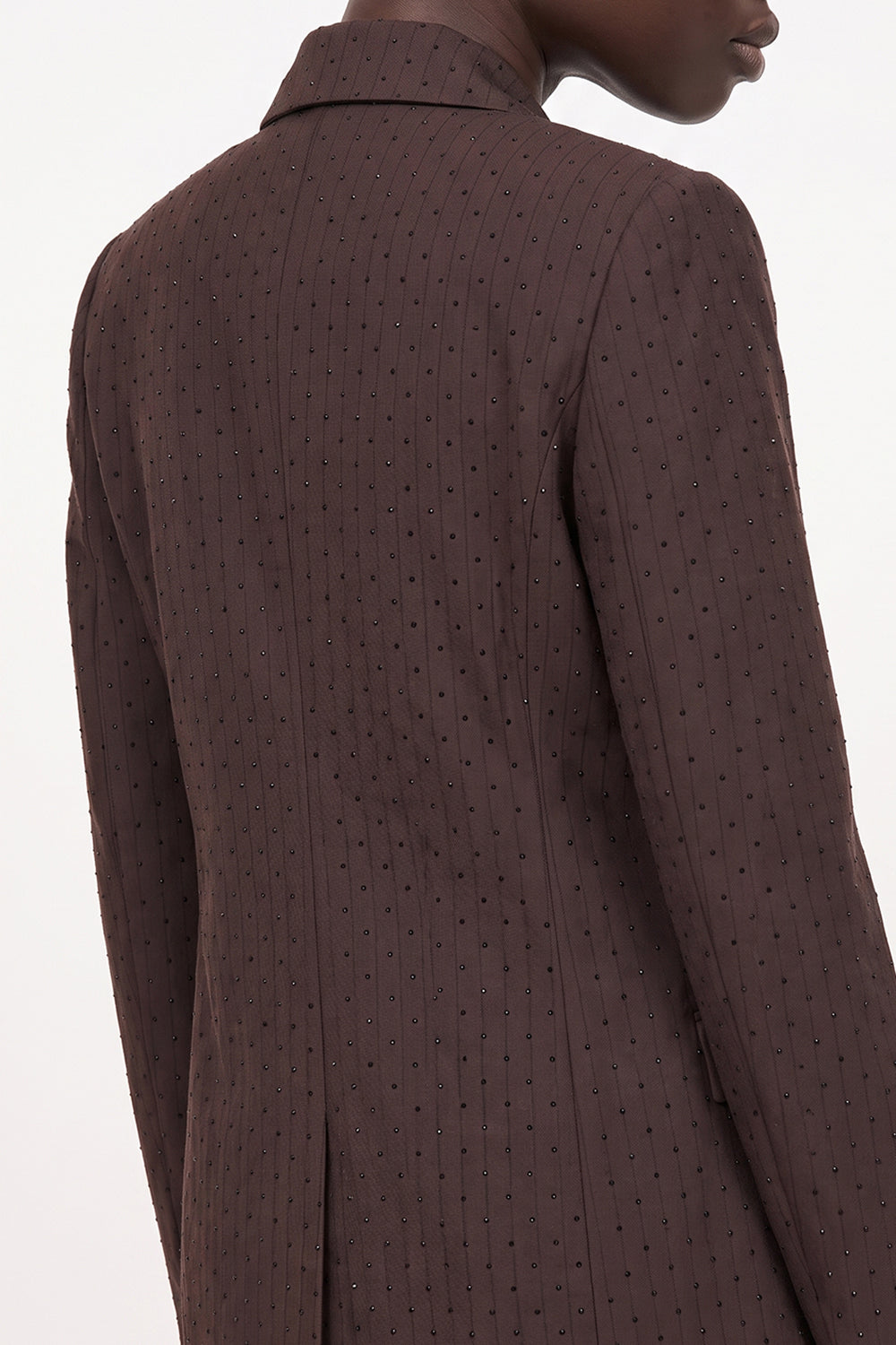 Stone Printed Lined Shoulder Padded Jacket - BROWN