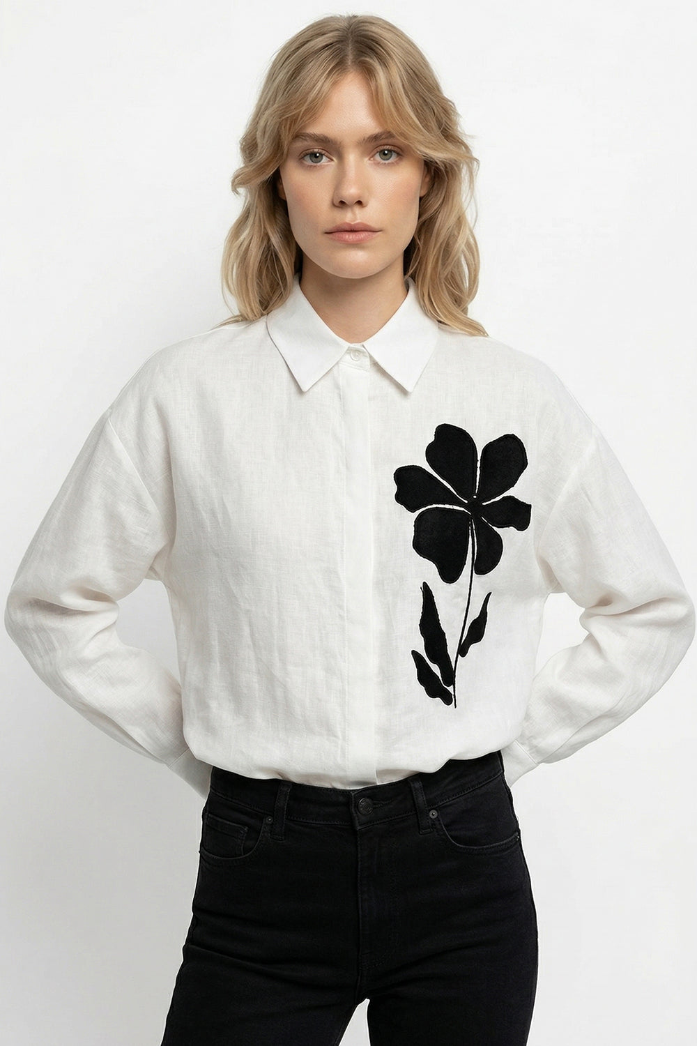 Canon Long Sleeve Linen Shirt - WHITE