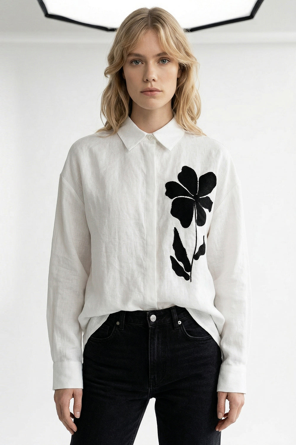 Canon Long Sleeve Linen Shirt - WHITE