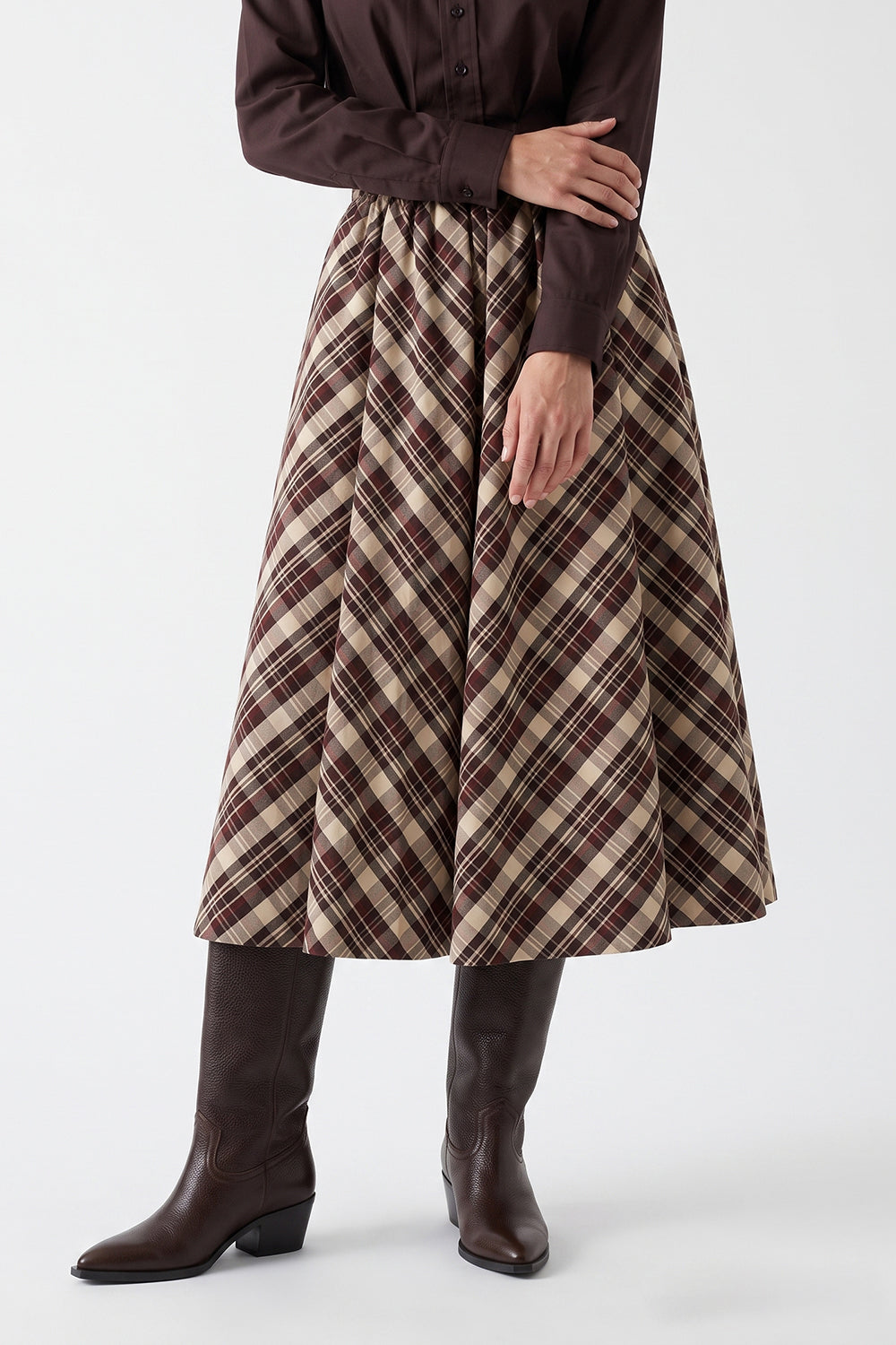 Pleated Midi Skirt with Pockets - MULTICOLOR