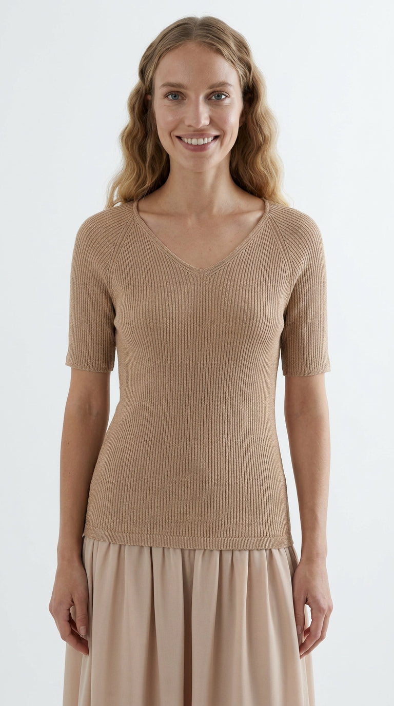 Round Neck Long Sleeve Lined Knit Maxi Dress - BEIGE