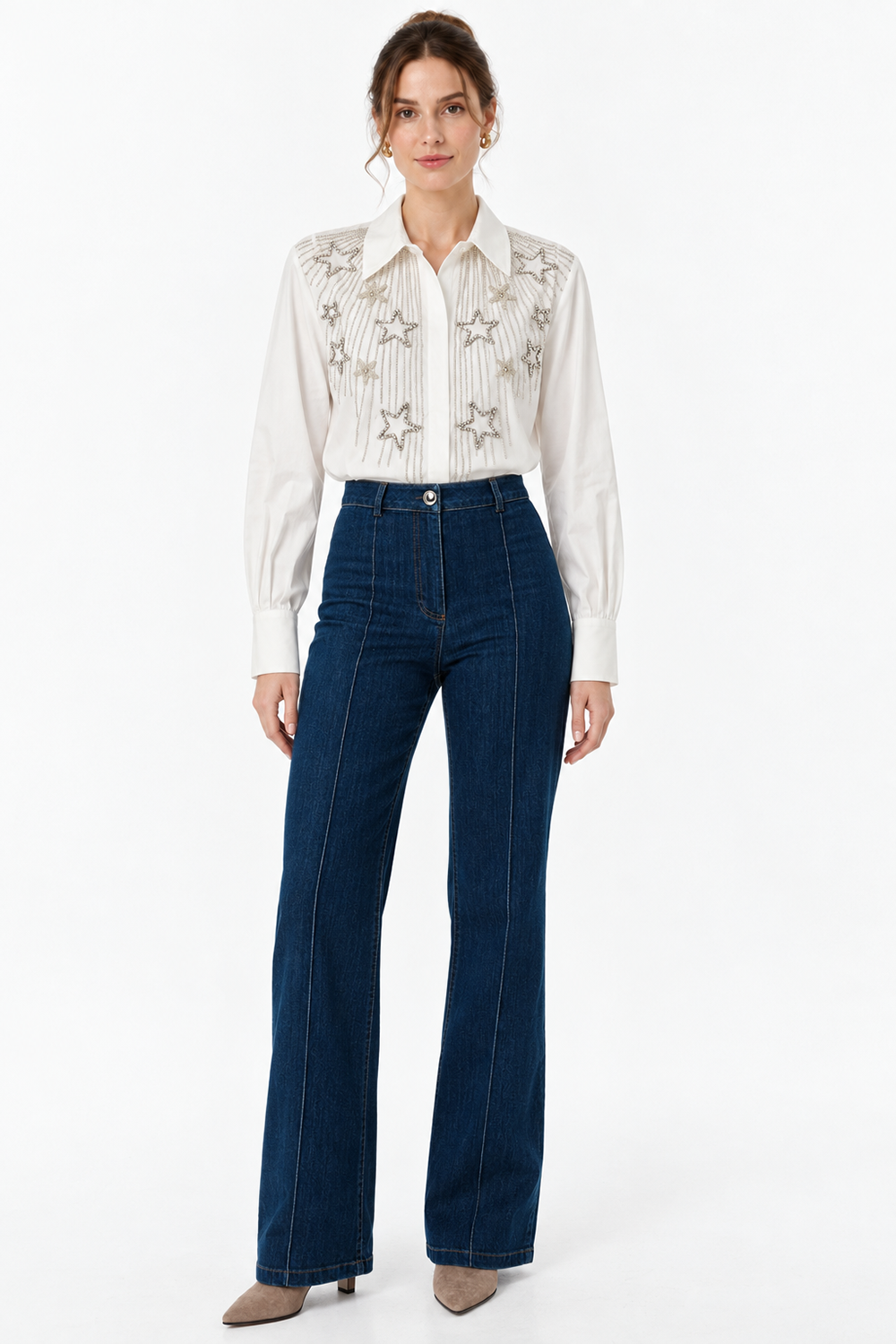 Piper Stone Embellished Shirt - ECRU