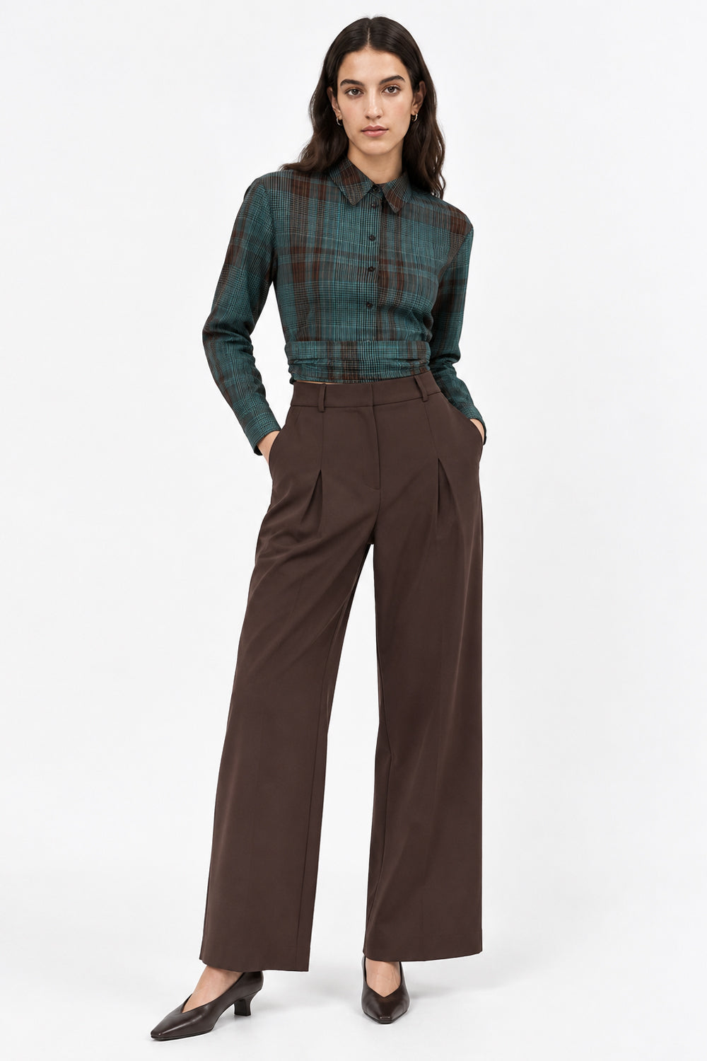 Shirred Side Zip Shirt - MULTICOLOR