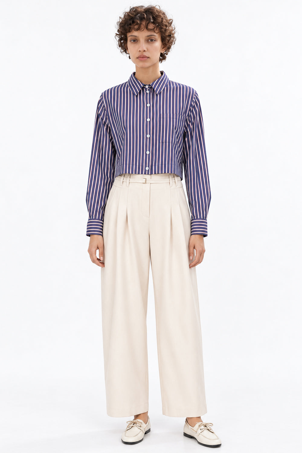 Long Sleeve Button-Front Shirt - MULTICOLOR