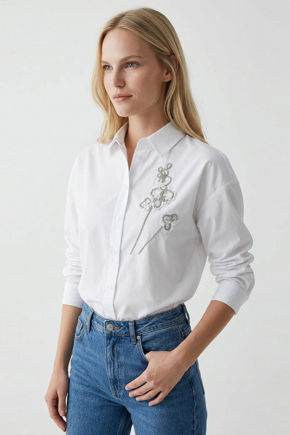 Bernette Long Sleeve Shirt - WHITE