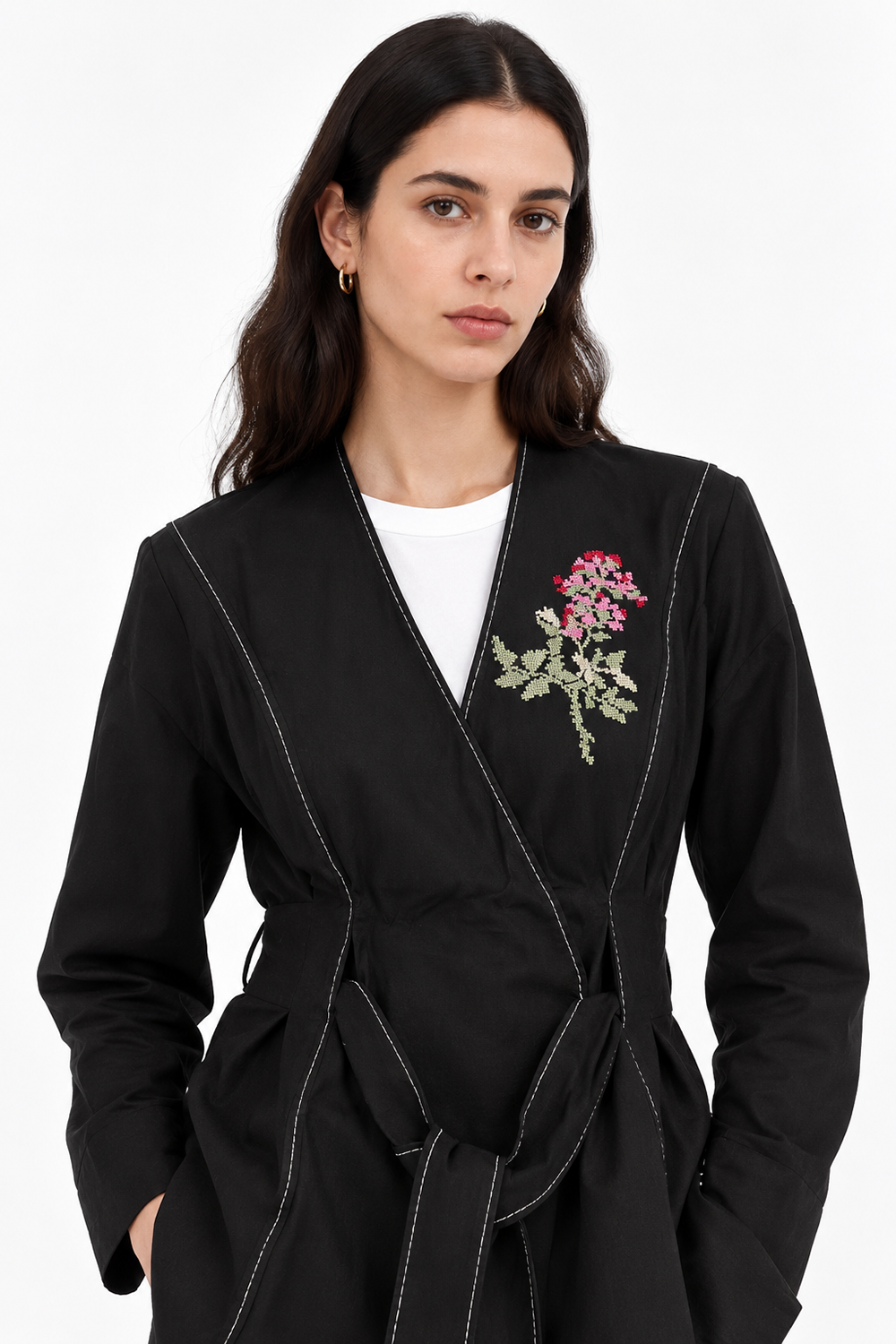 Elisa Belted Jacket – BLACK