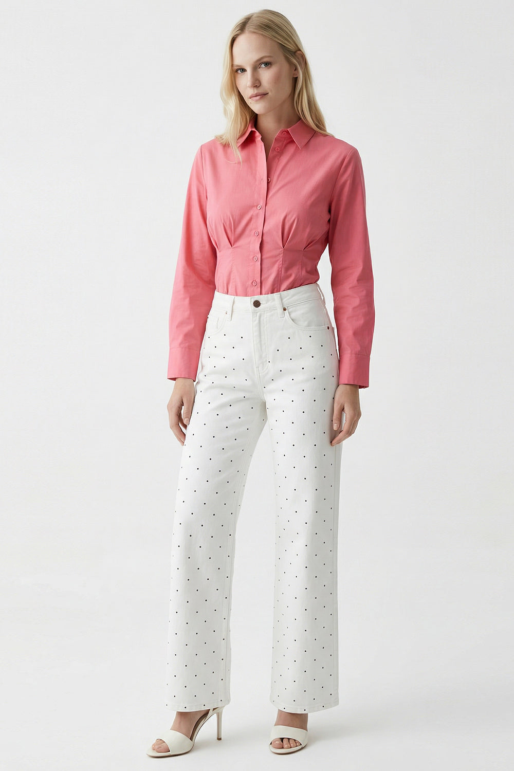 High Waisted Wide Leg Denim Jeans - WHITE