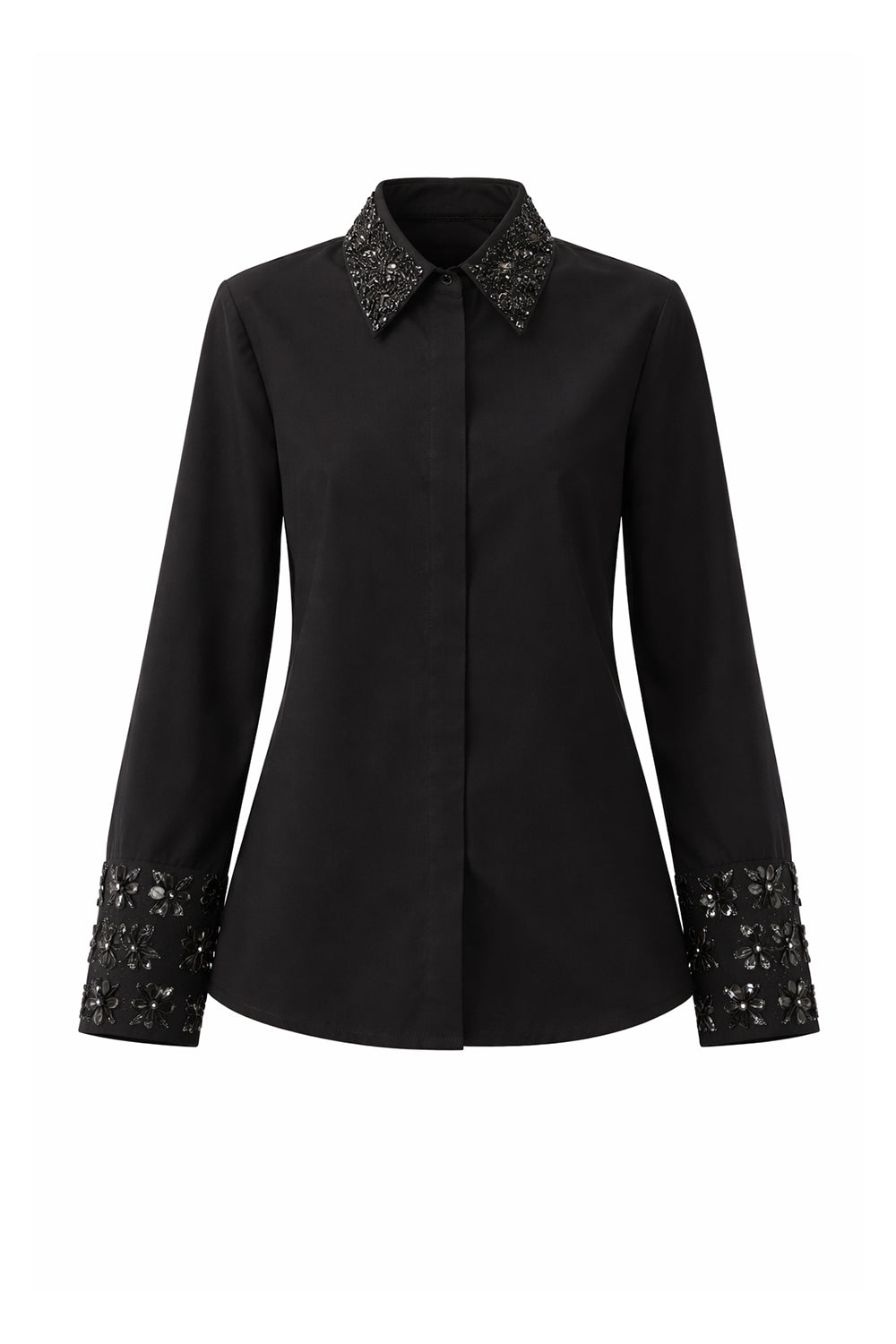 Billy Embroidered Cotton Shirt – BLACK