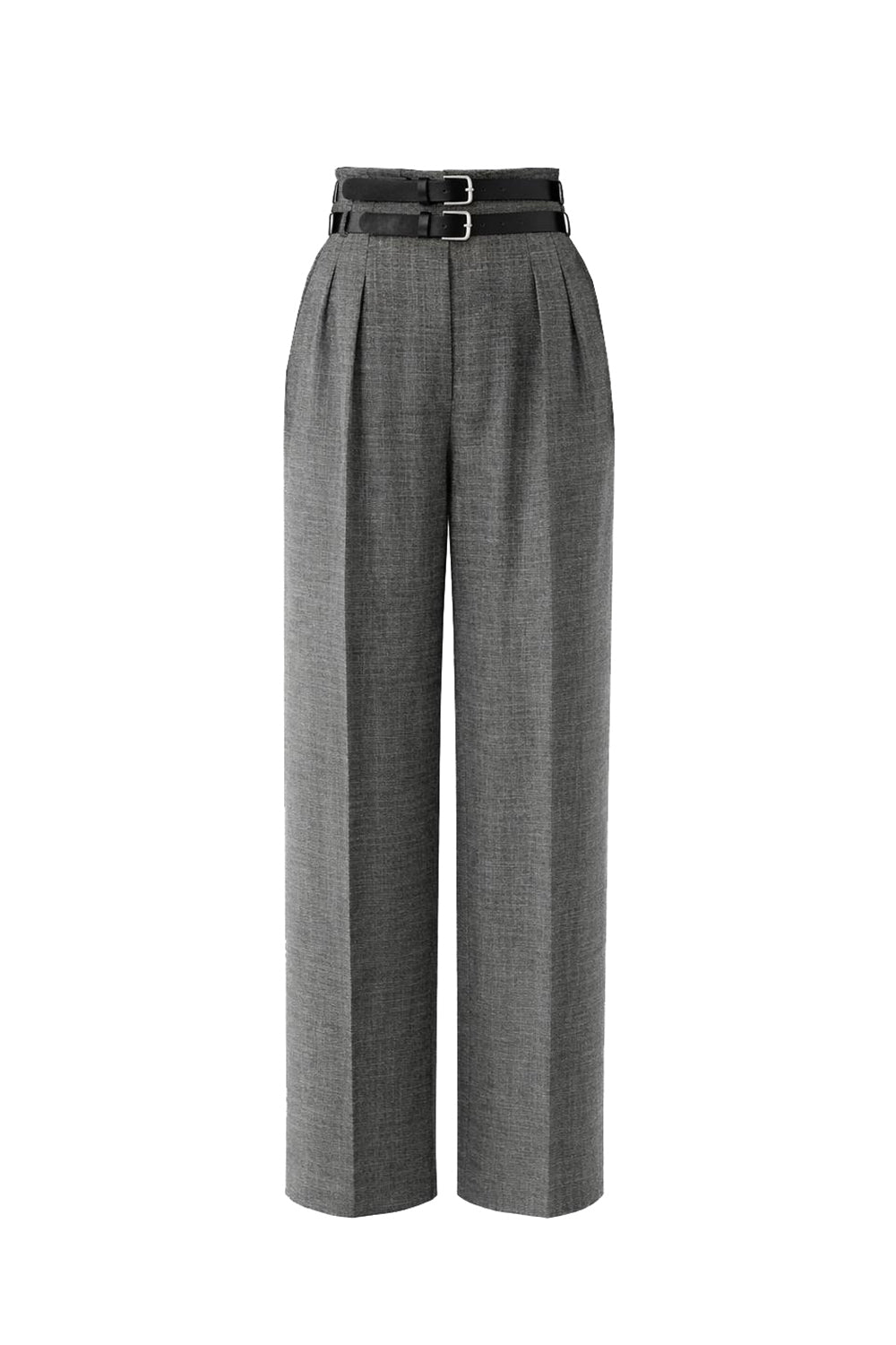 Regular Belted Pants - Grey