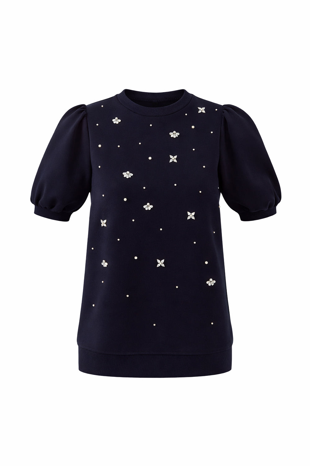 Crystal Balloon Sleeve Sweatshirt – NAVY