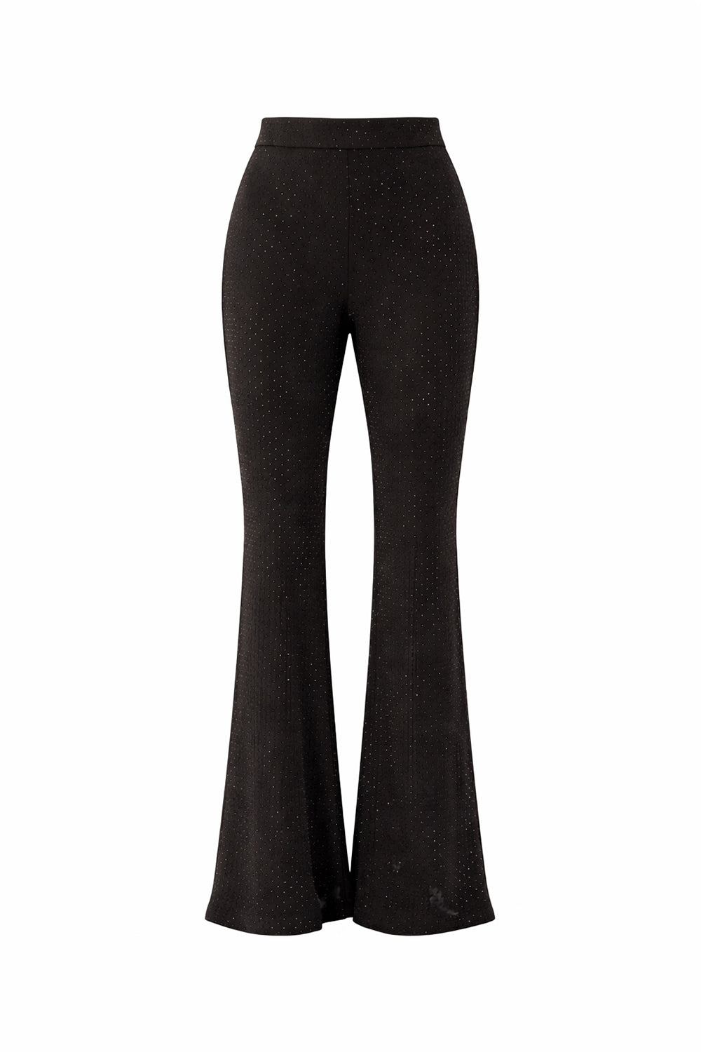 Slim Sequin Print Flared Knit Pants - Black
