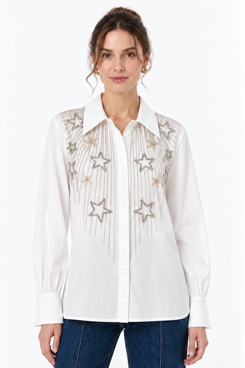 Piper Stone Embellished Shirt - ECRU