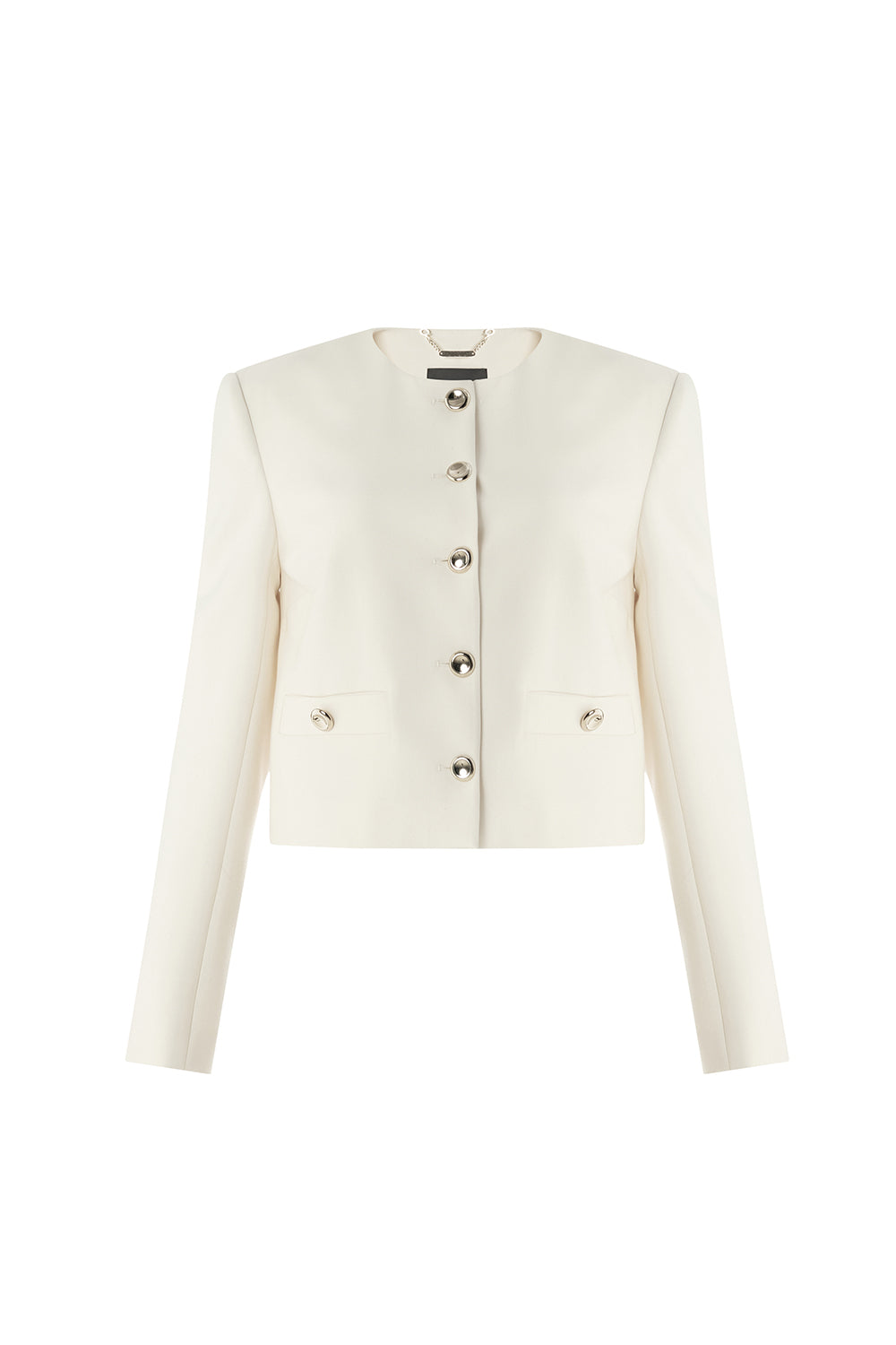 Marceline Tailored Crew Neck Jacket with Pockets