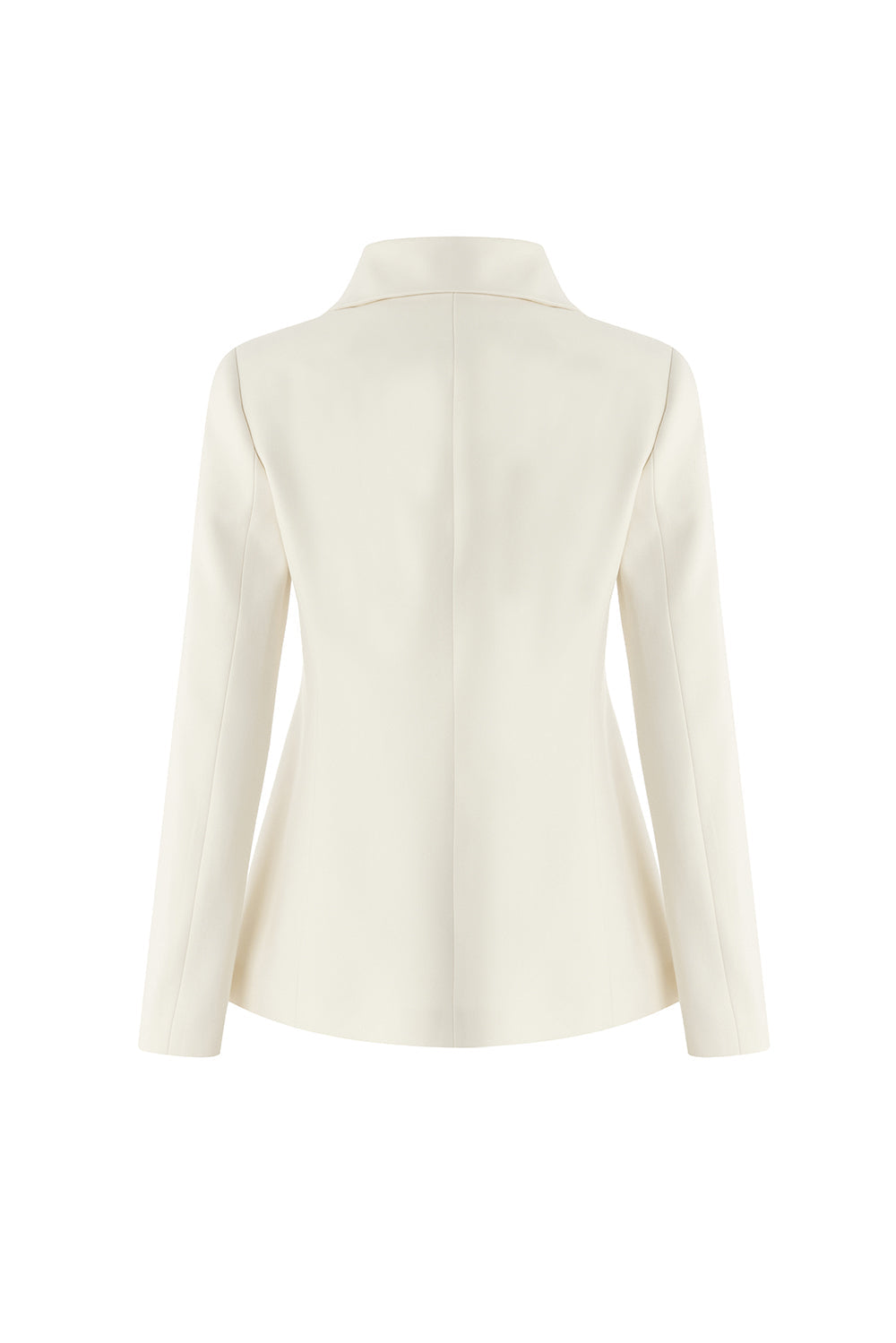 Notched Collar Zipped Slim Fit Jacket Cream