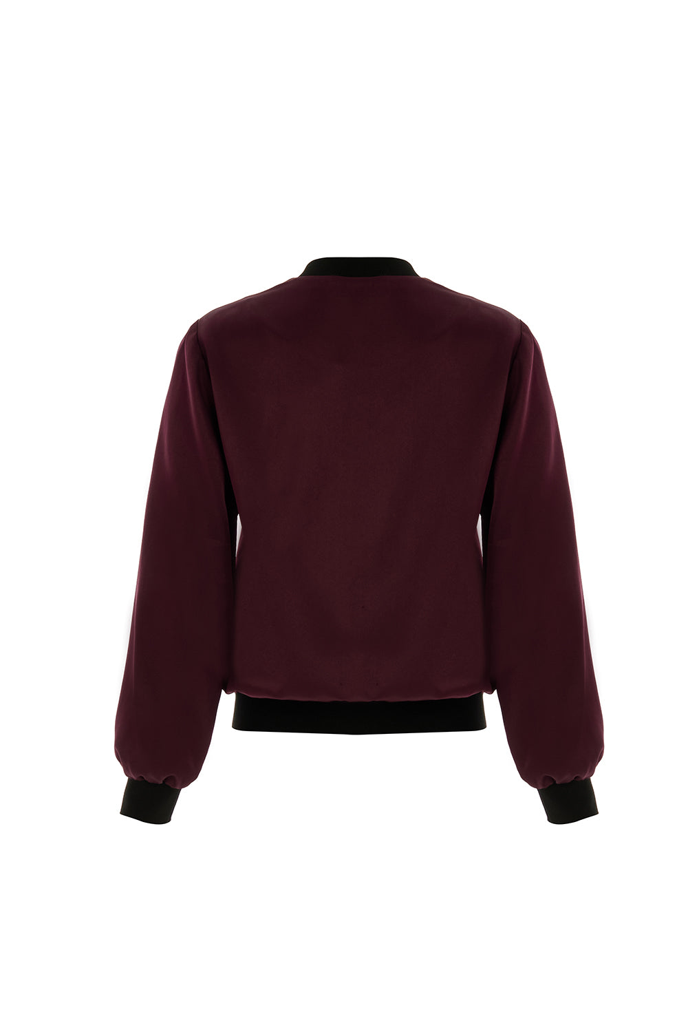 Lacey Satin Bomber-Style Crew Neck Jacket with Pockets