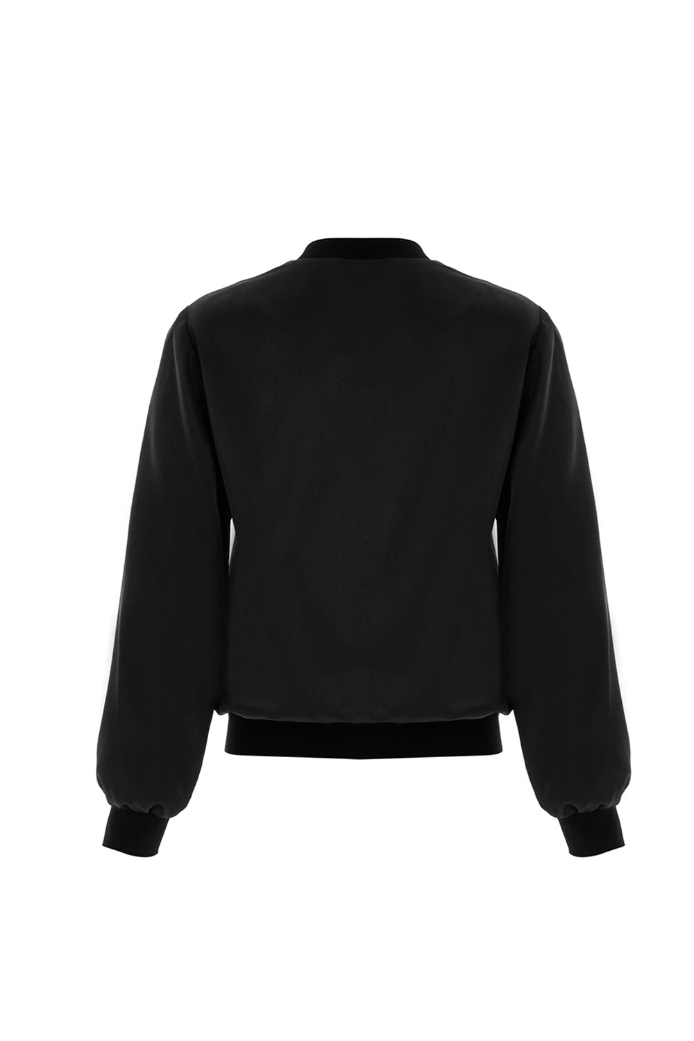 Lacey Satin Bomber Jacket - Black