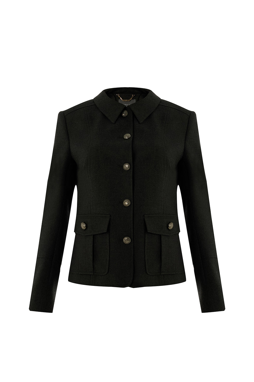 Aubrie Structured Shirt Collar Jacket with Pockets