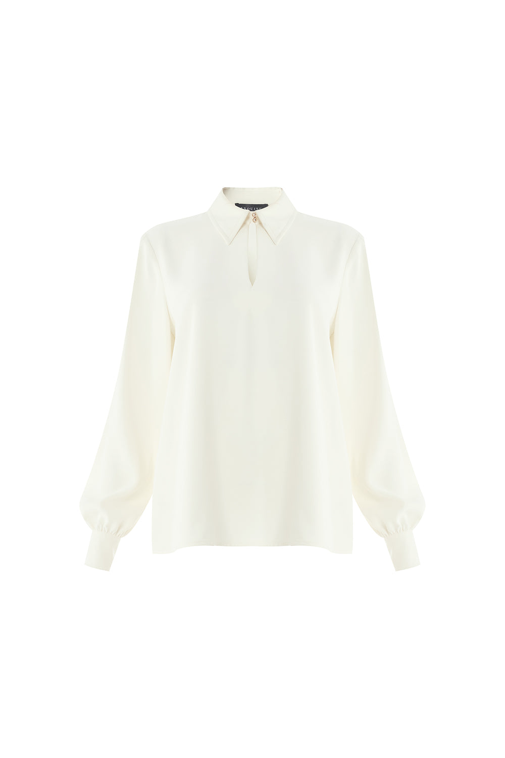 Jazmin Cream Long-Sleeve Shirt Collar Blouse