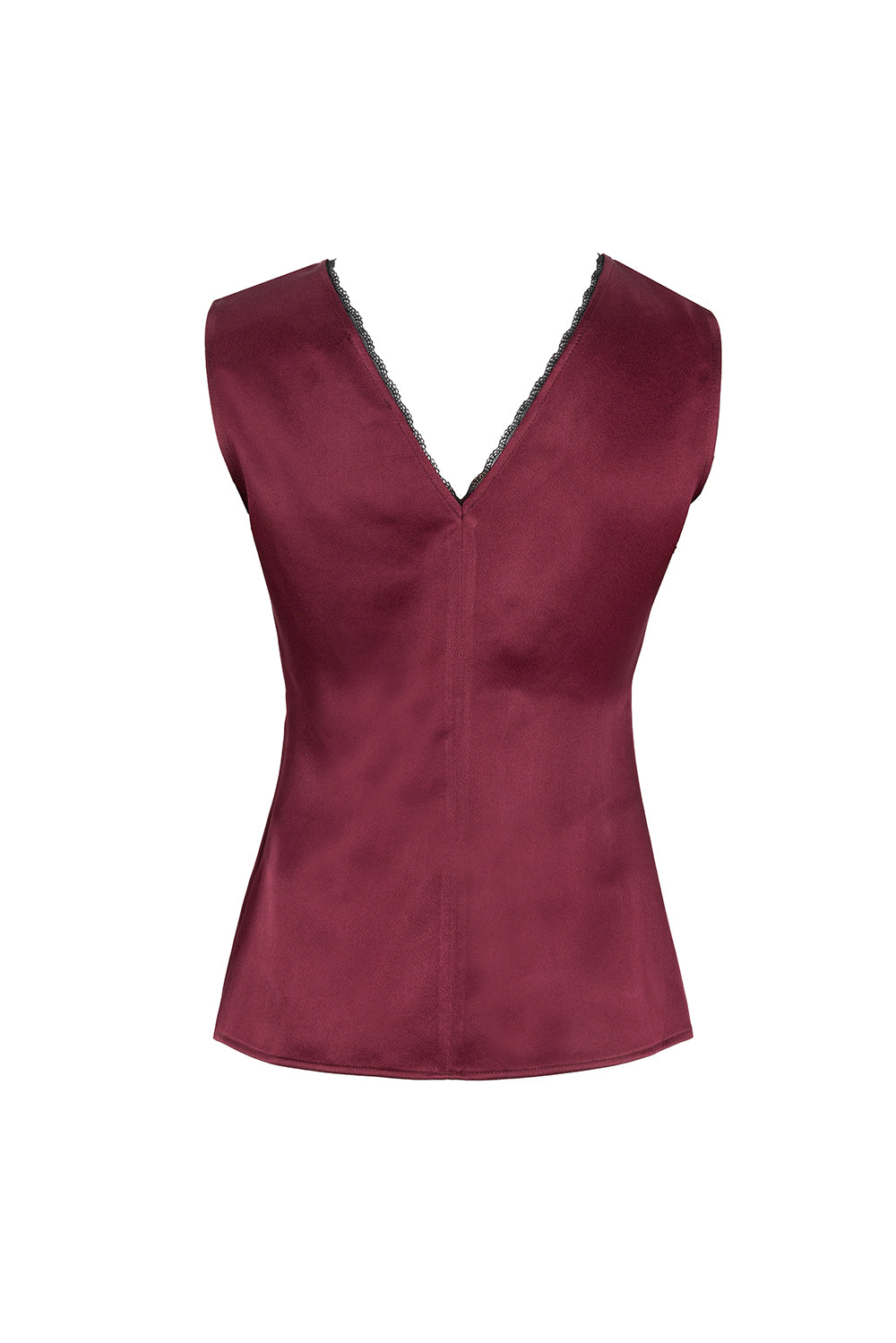 V-Neck Satin Look Blouse – RED