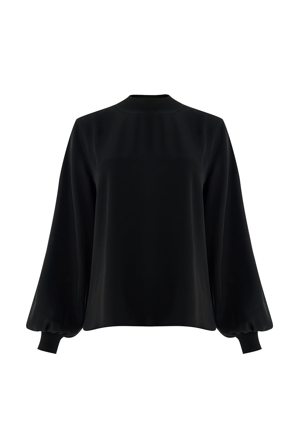 Joelle Black Long Sleeve High Neck Blouse