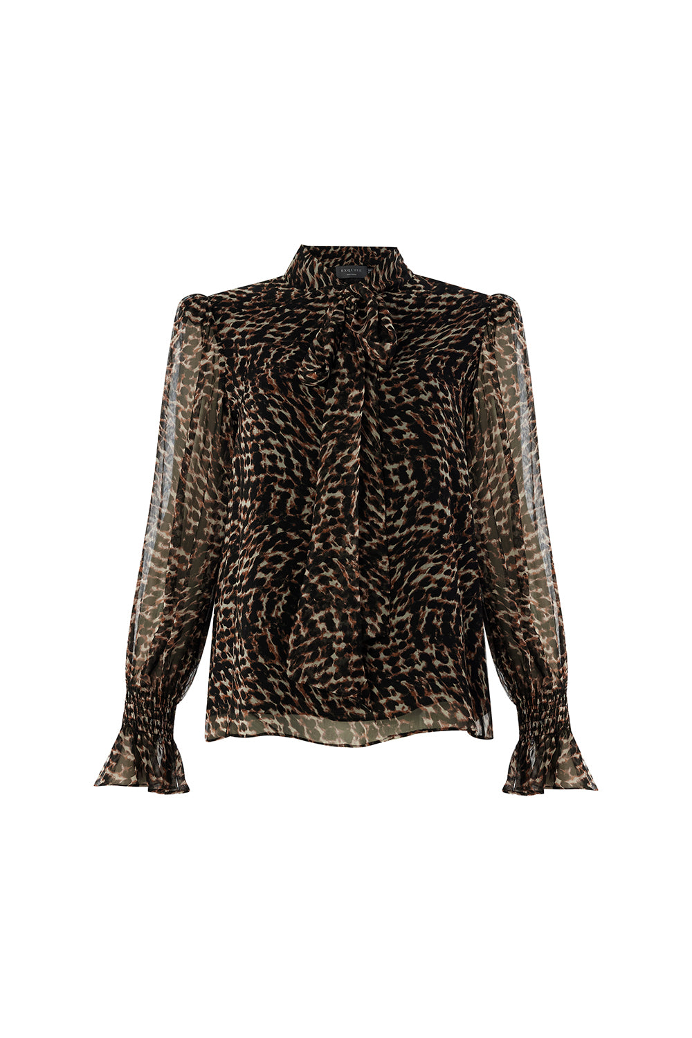 Kara Chiffon Sheer Long Sleeve High Neck Blouse