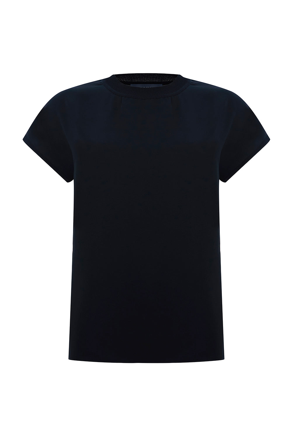Nyomi Black Short Sleeve Crew Neck Blouse