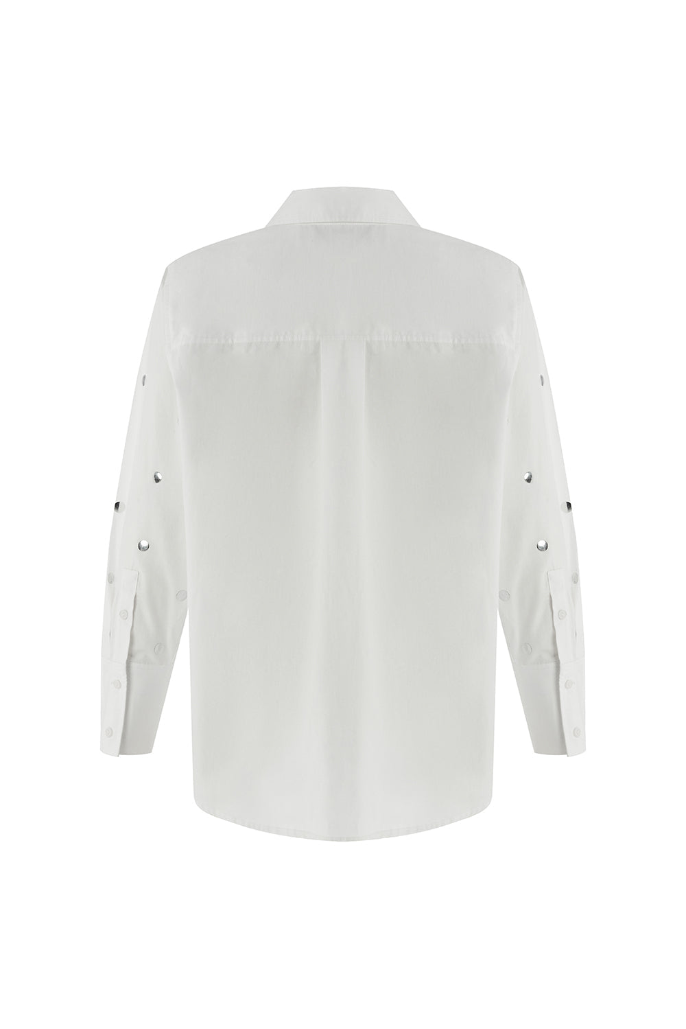 Murphy Ecru Studded Cotton Shirt with Classic Collar and Long Sleeves