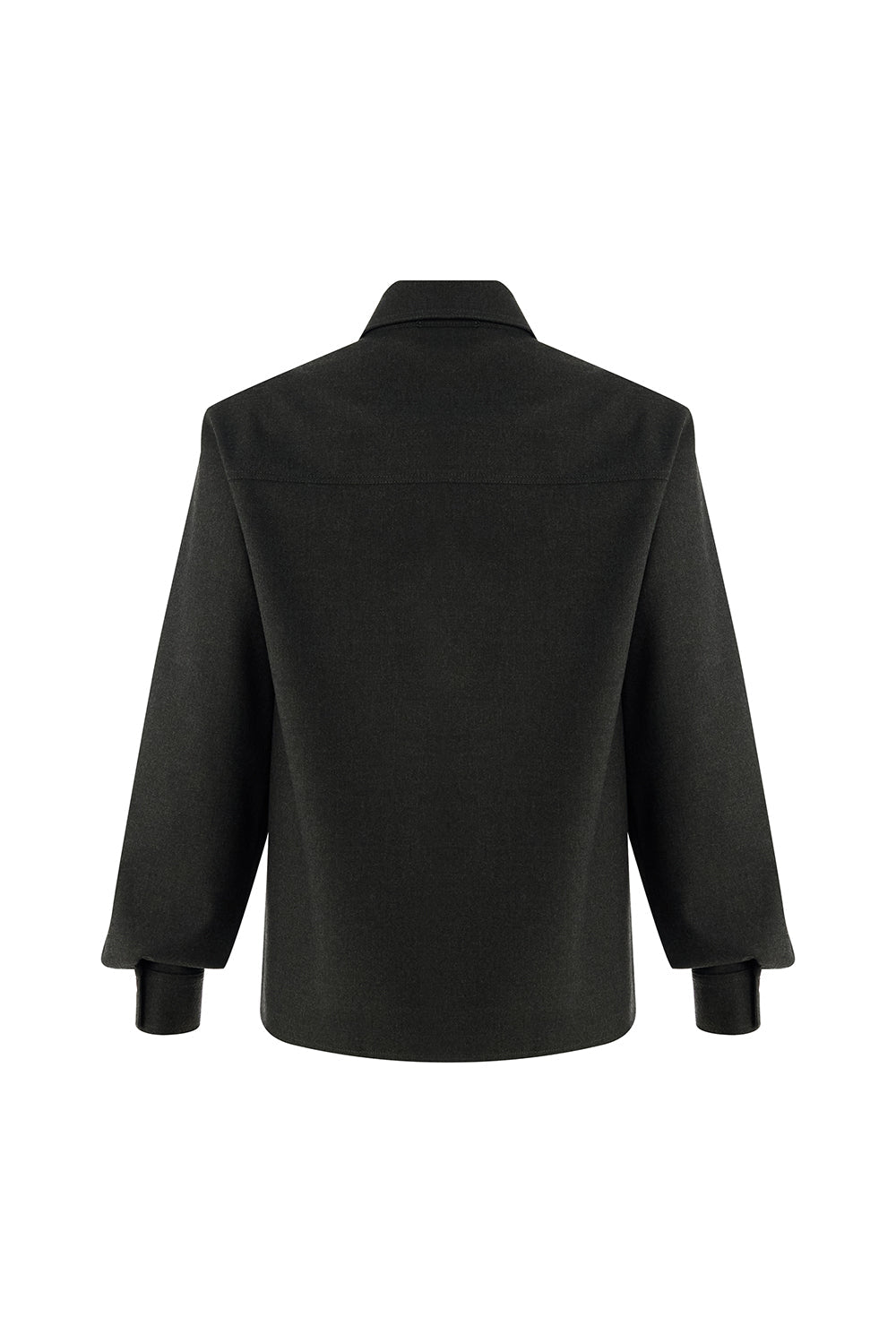 Zendaya Grey Tailored Pocket Shirt with Classic Collar and Long Sleeves