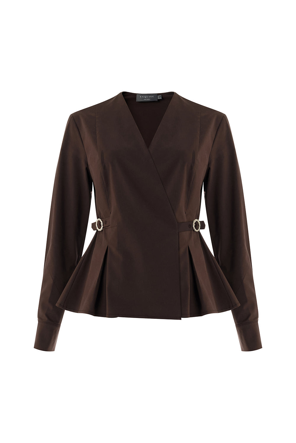 Ashlynn Belted-Lapel Blouse