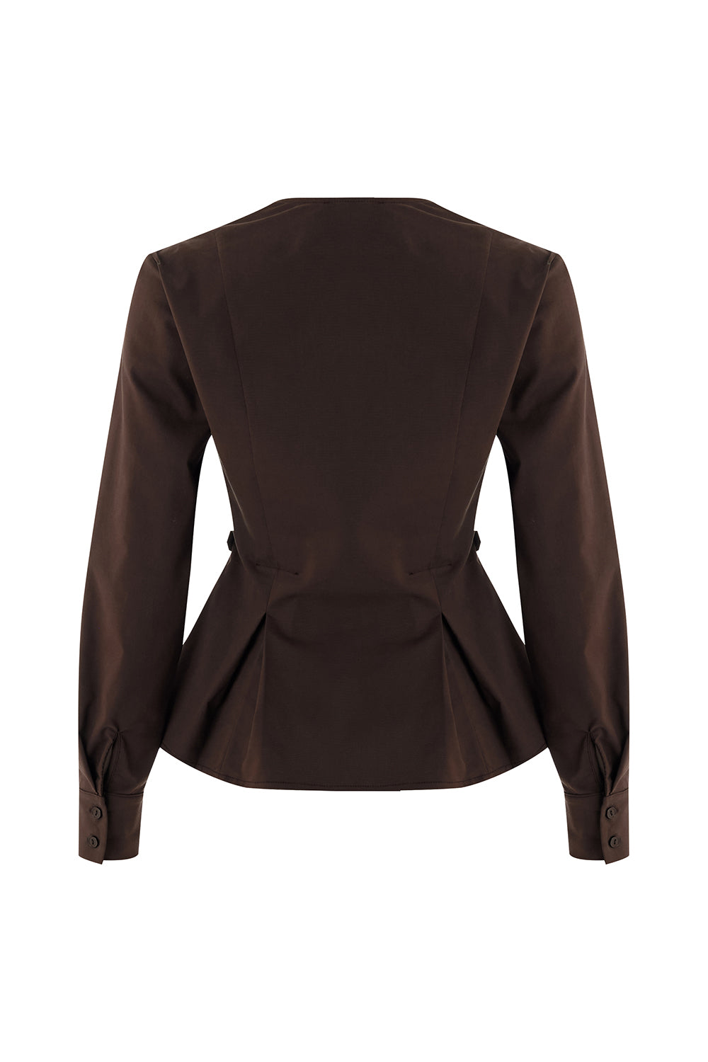 Ashlynn Wrap Collar Shirt - BROWN