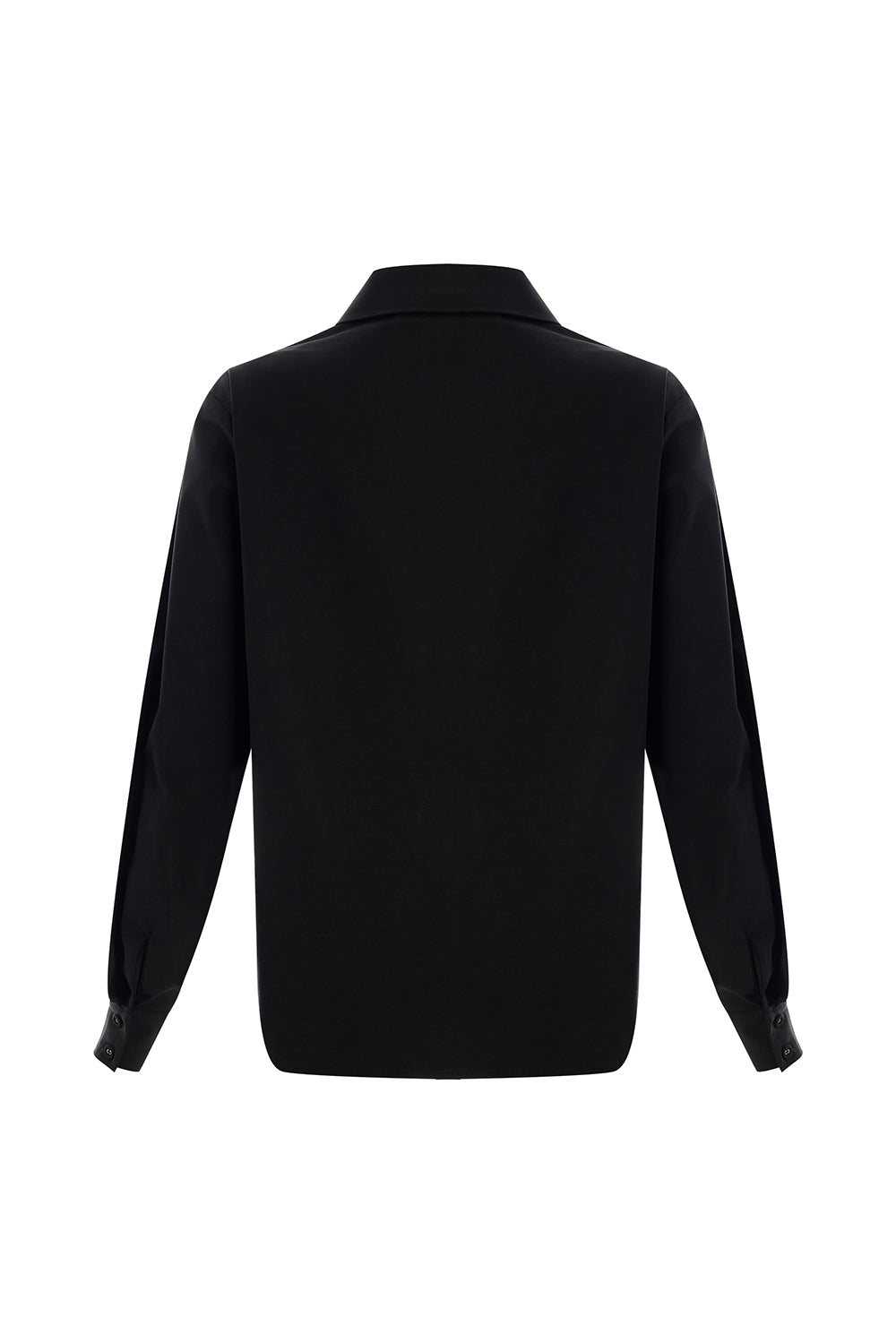 Malayah Black Long-Sleeve Shirt with Shirt Collar