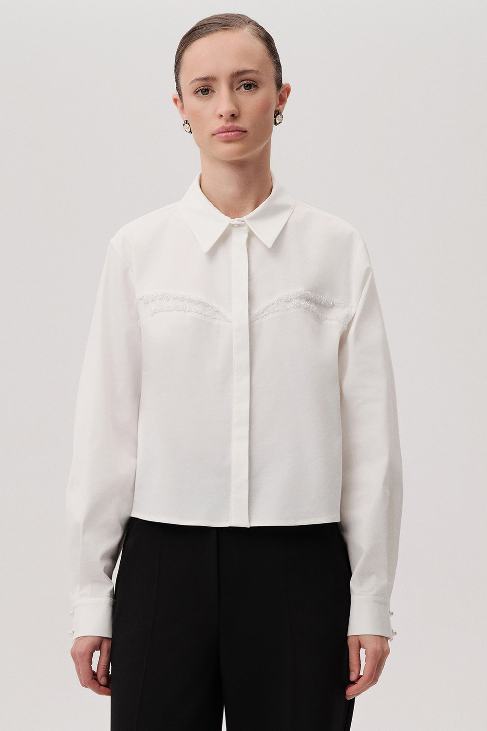 Lilac Black Long-Sleeve Shirt with Shirt Collar