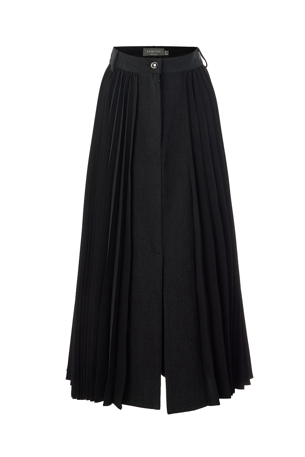 Florence Black Pleated Maxi Skirt