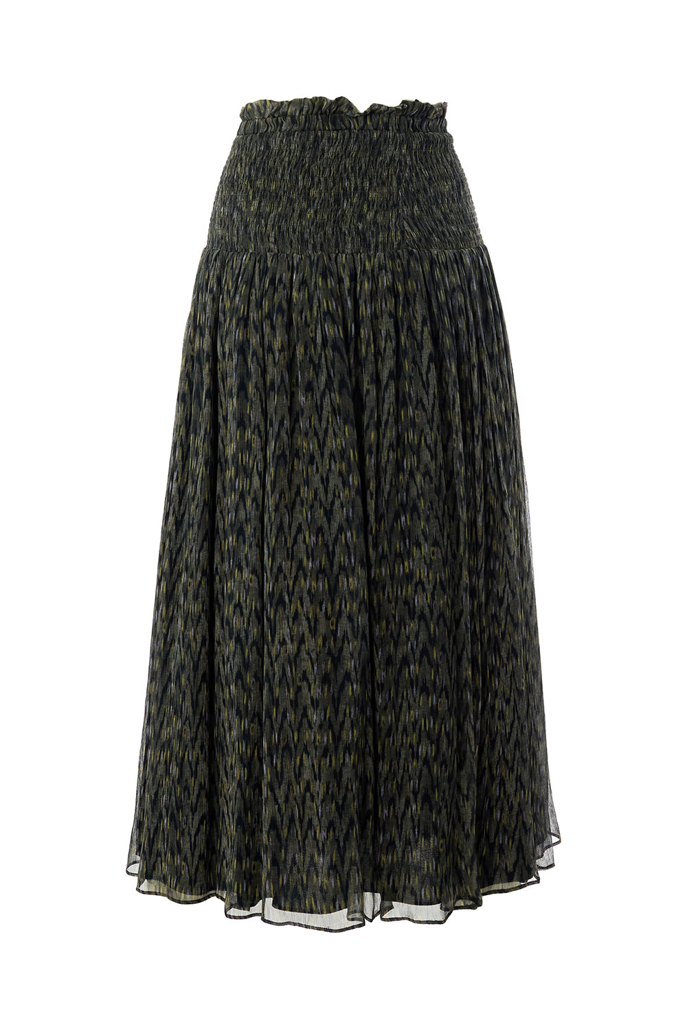 Vada Chiffon Printed Pleated Midi Skirt