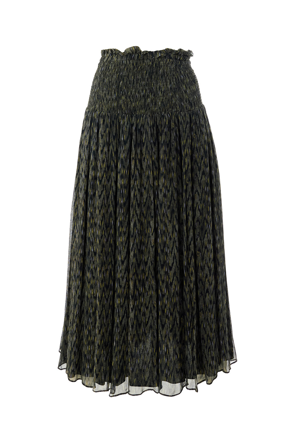Vada Chiffon Printed Pleated Midi Skirt