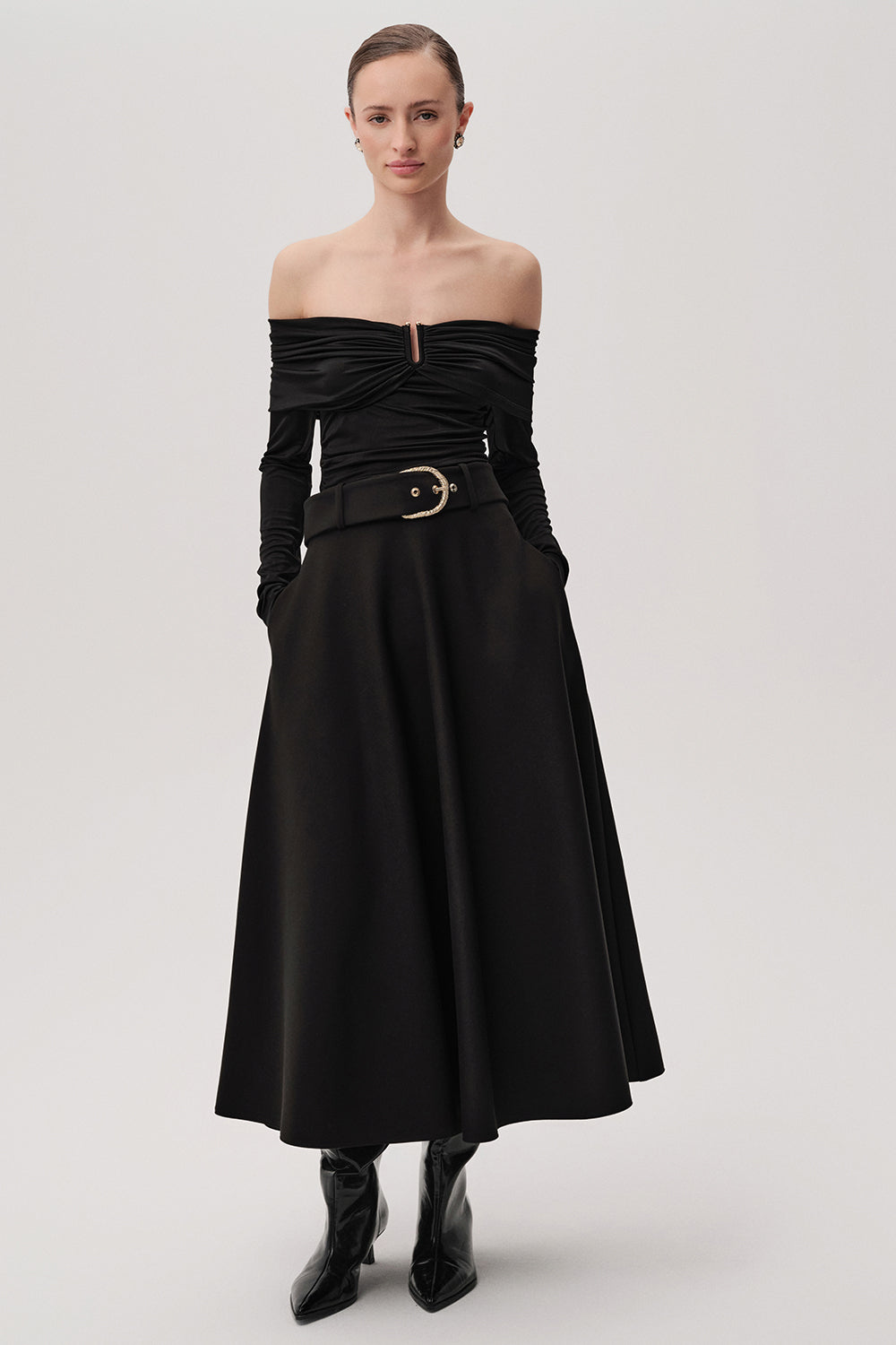 Lorna Black A-Line Skirt with Pockets