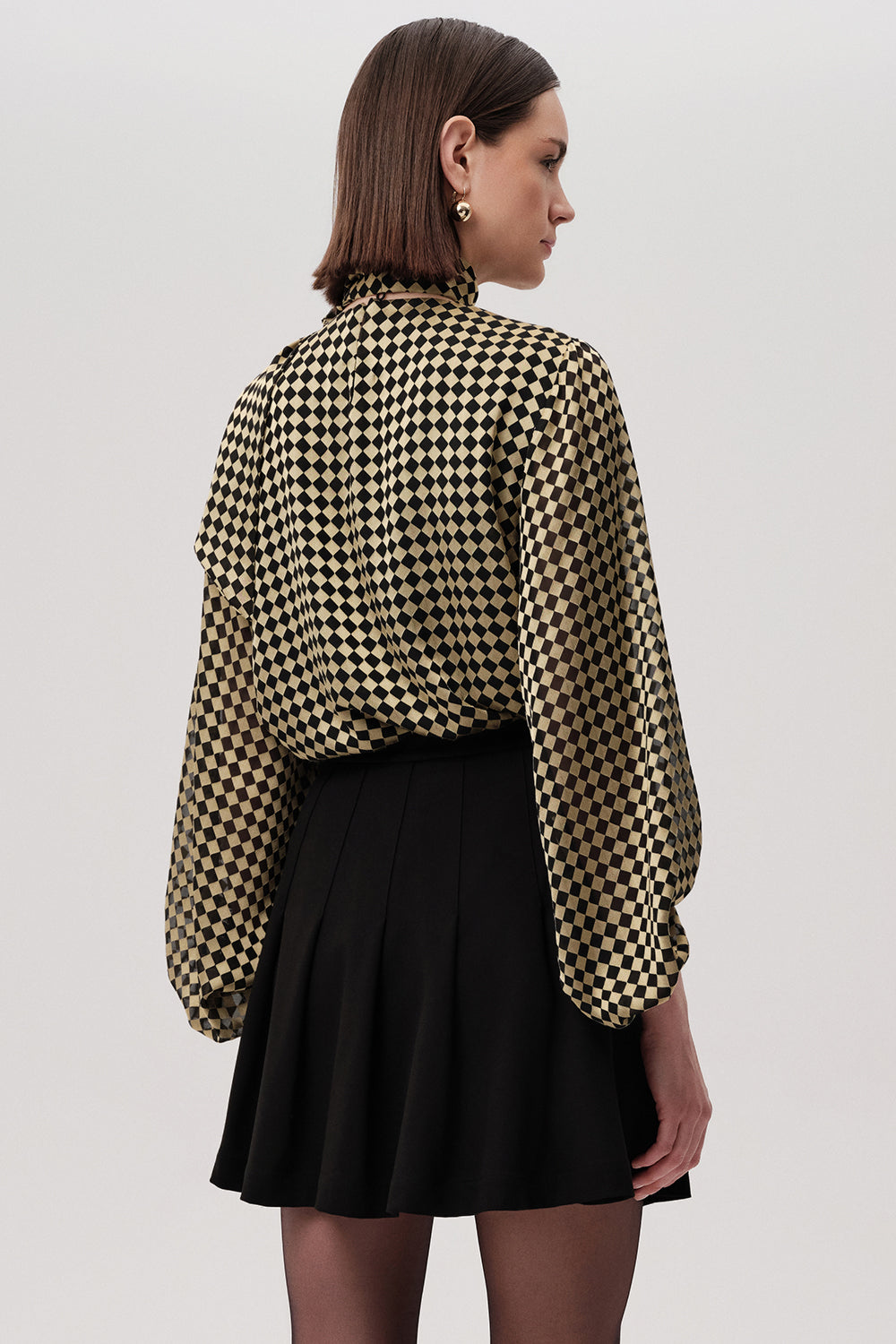 Ellen Black Pleated Mini Skirt with Buckle Detail