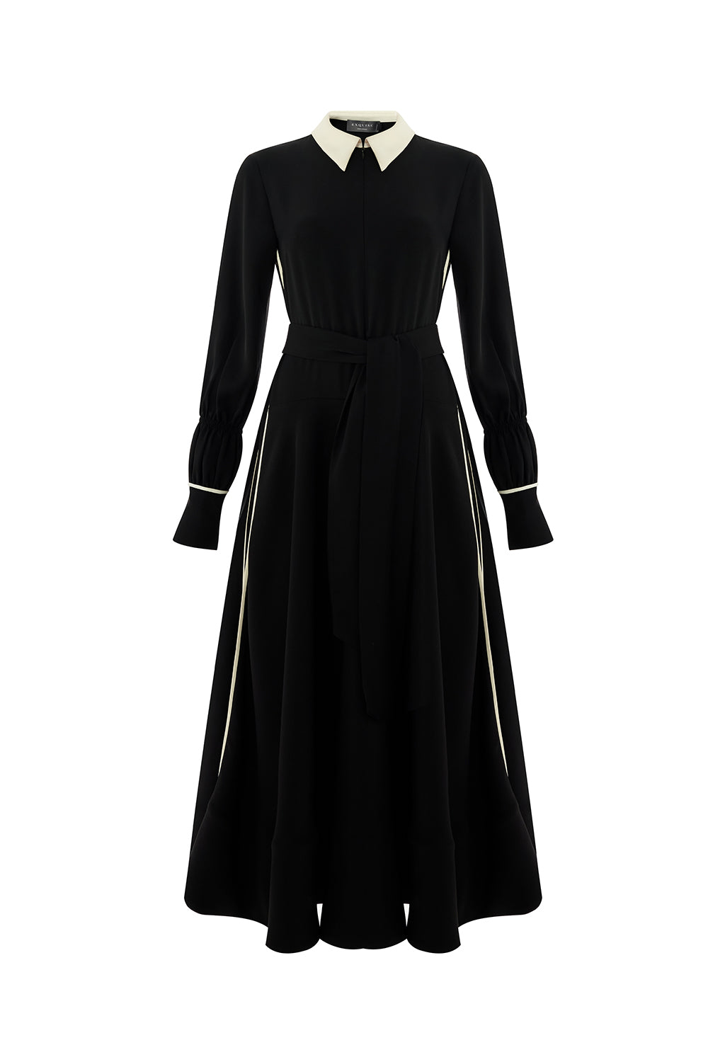 Journi Black Shirt Dress with White Collar and Piping