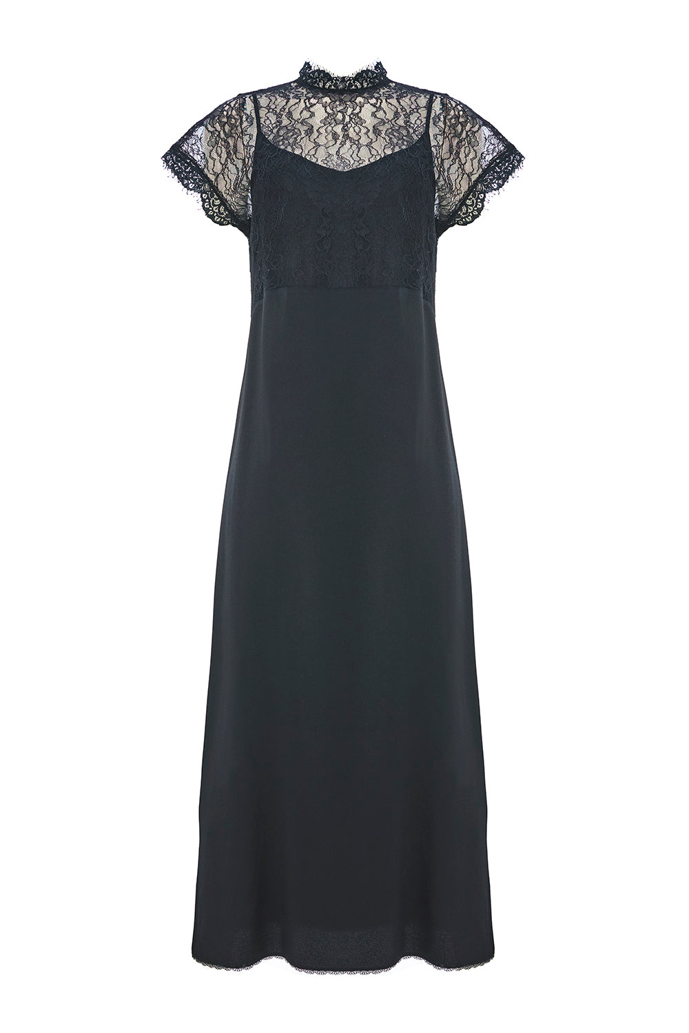 Iyla Lace Trim Crew Neck Dress