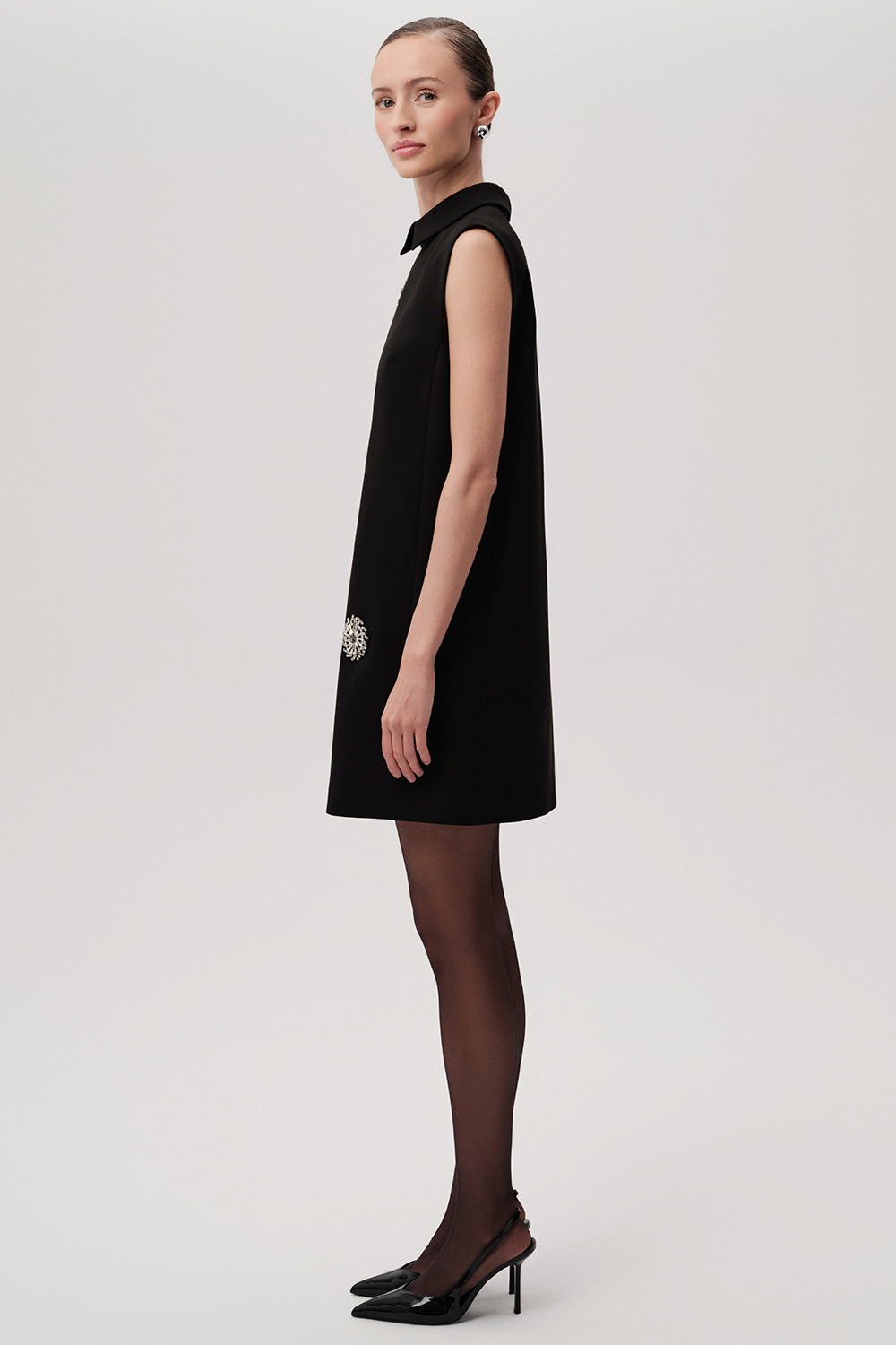 Embry Black Sleeveless Shirt Collar Dress