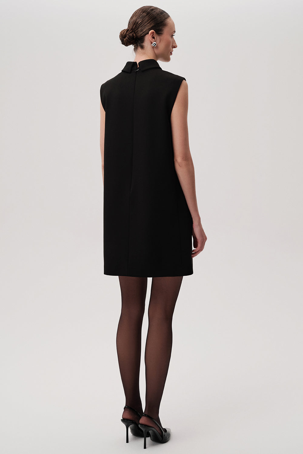 Embry Black Sleeveless Shirt Collar Dress