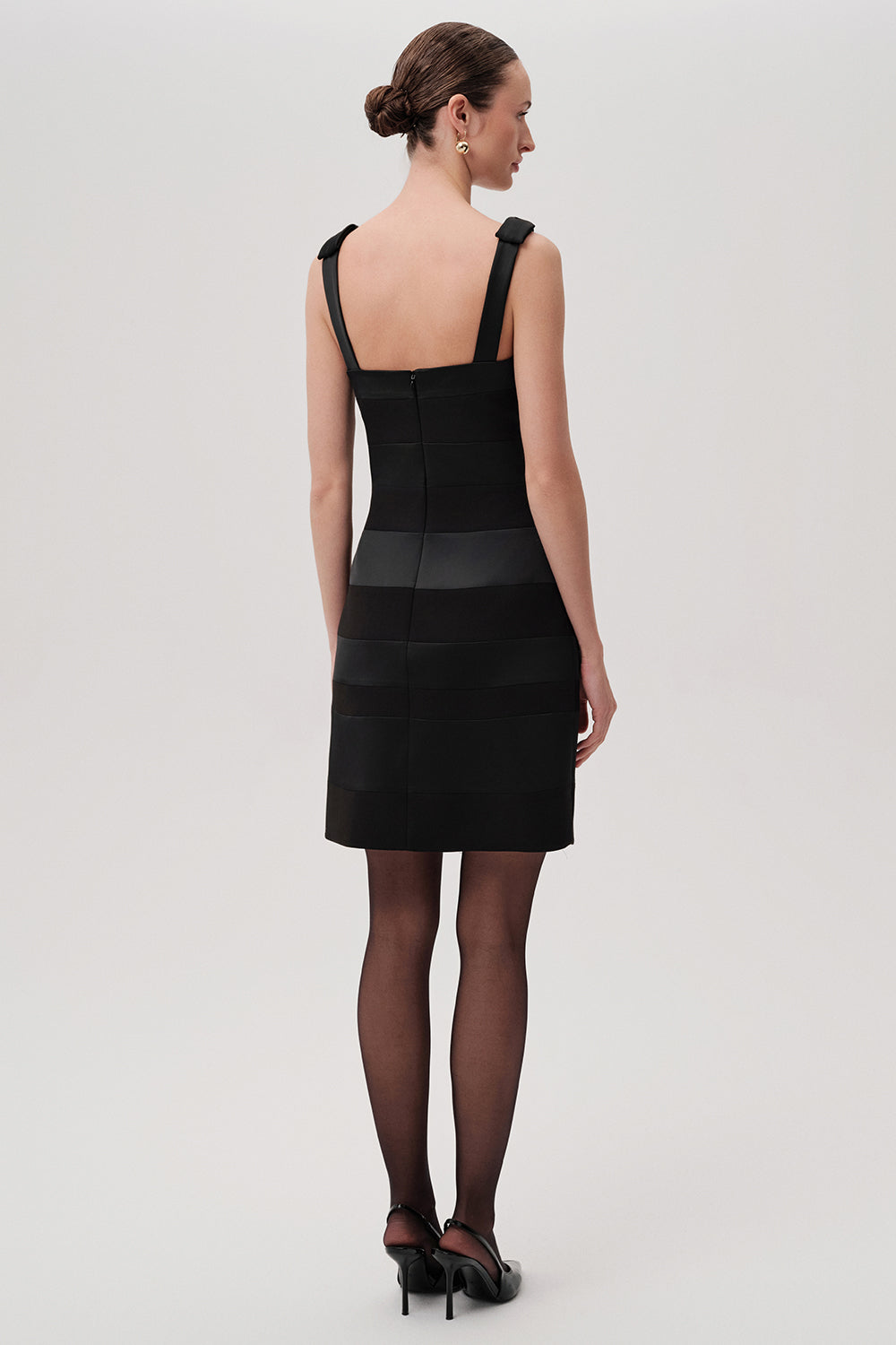 Star Black Ribbon Strap Mini Dress