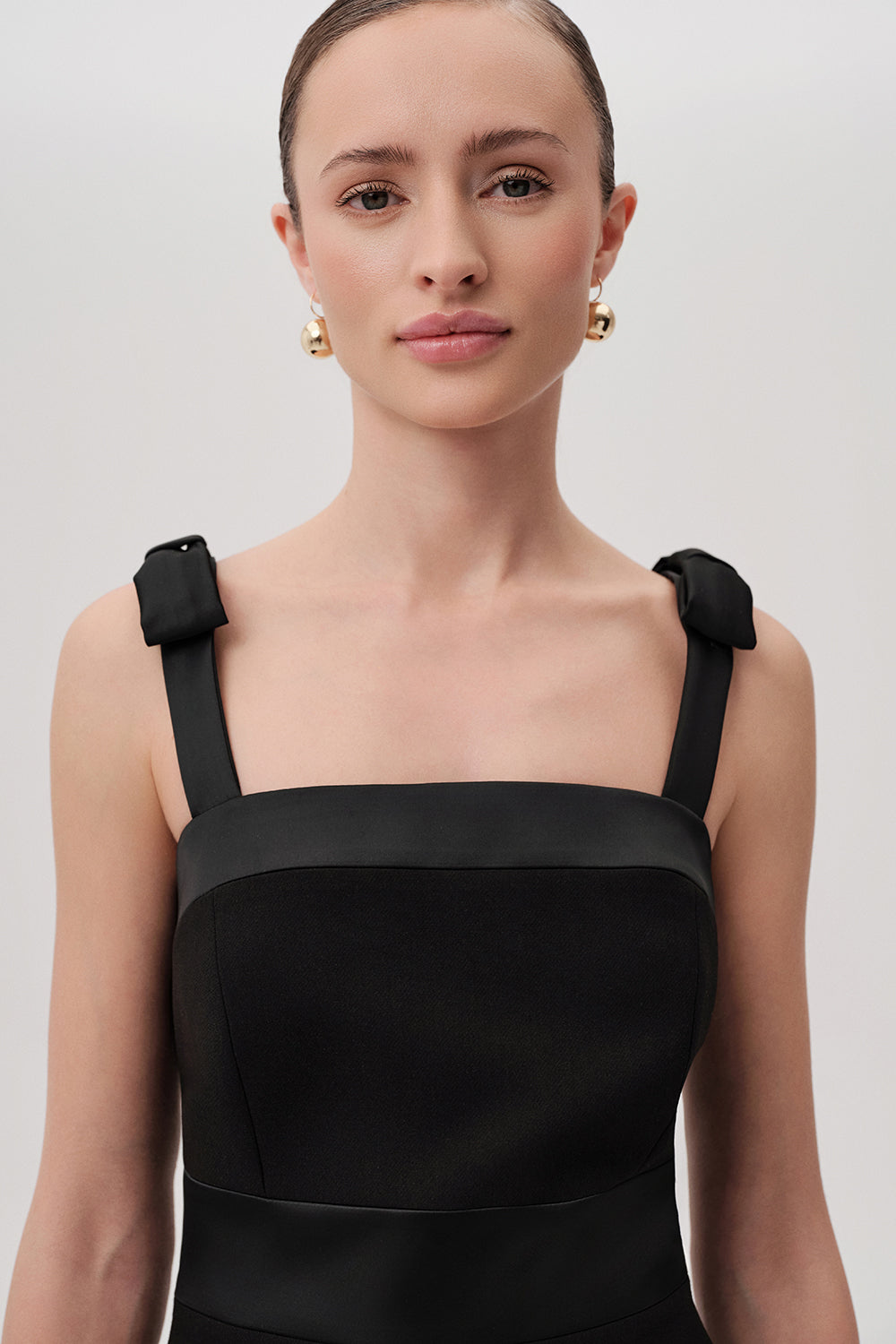 Star Black Ribbon Strap Mini Dress