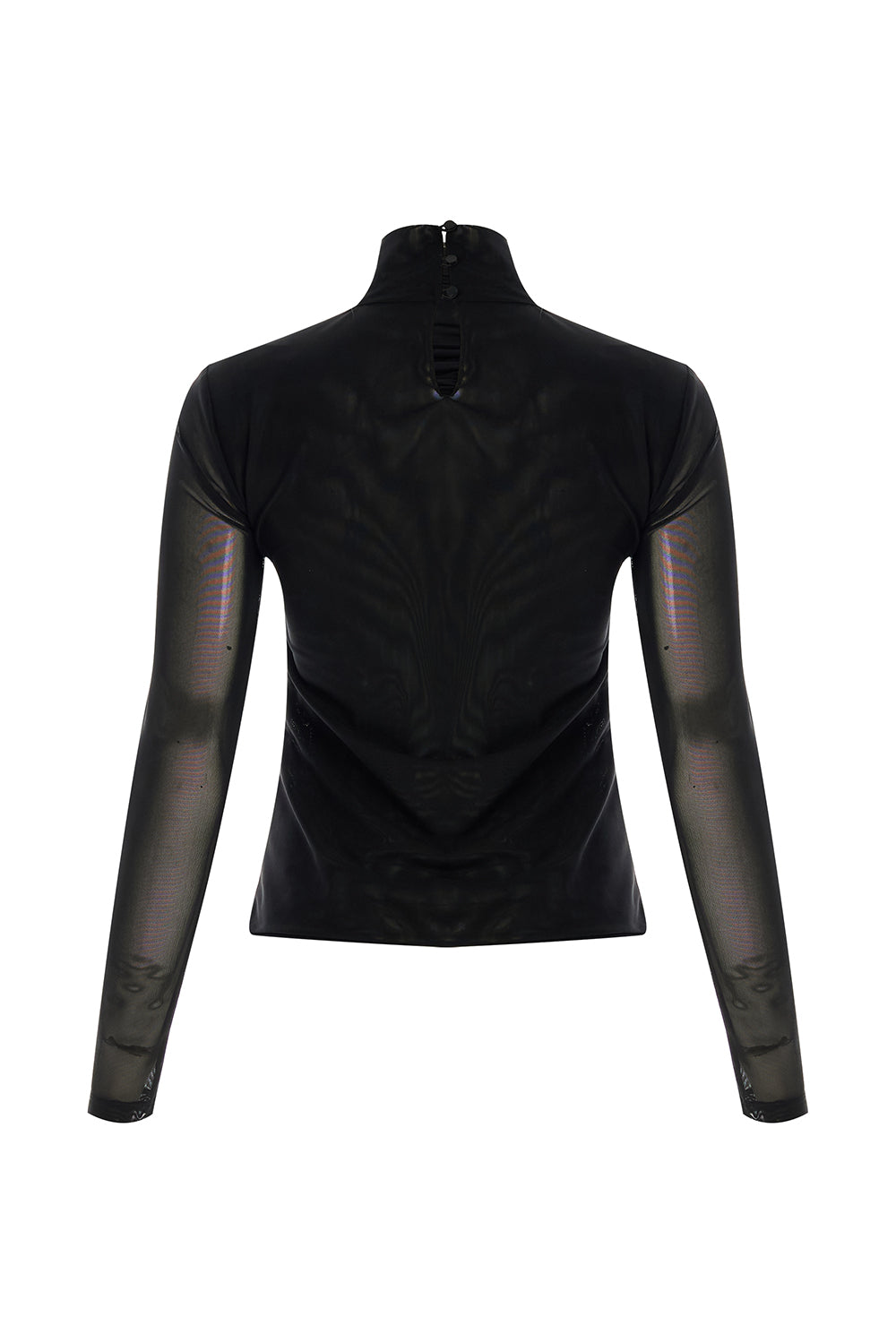Drew Draped Mesh Turtleneck Blouse