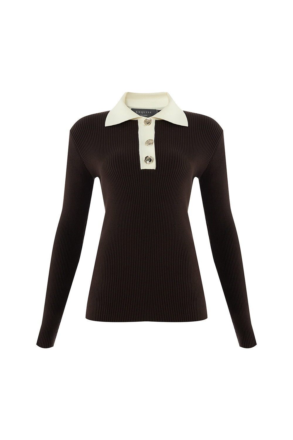 India Ribbed Poplin Collar Sweater