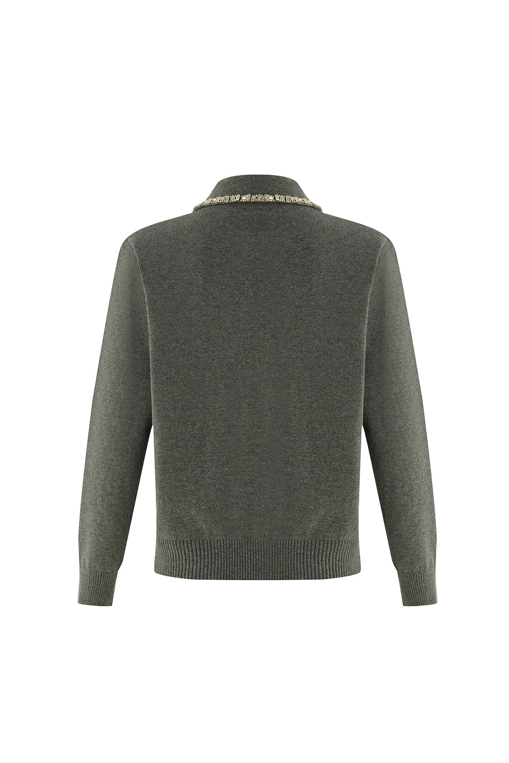 Maleah Pearl Trim Collar Long Sleeve Sweater