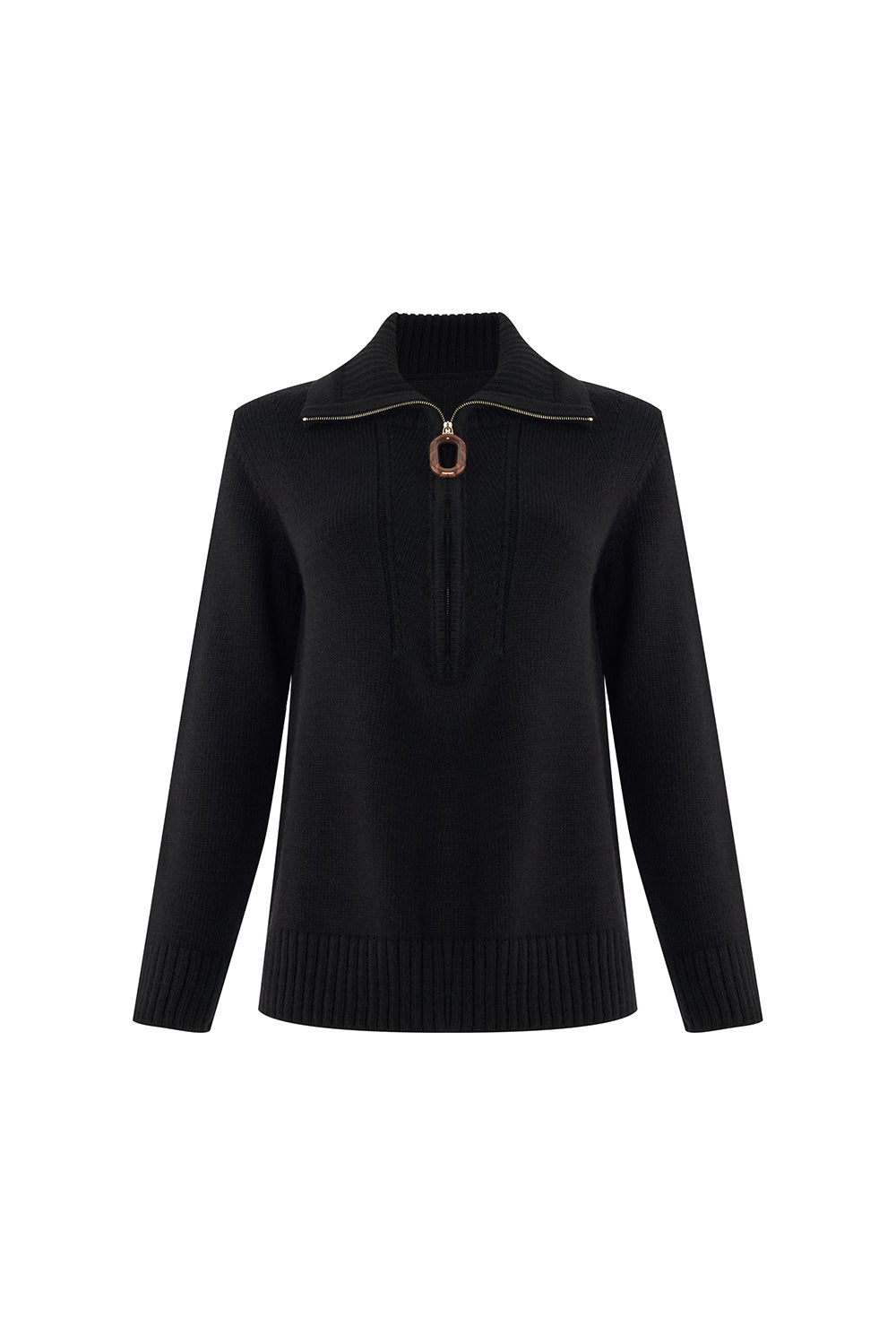 Addison Ribbed Quarter-Zip Wide Collar Long Sleeve Sweater
