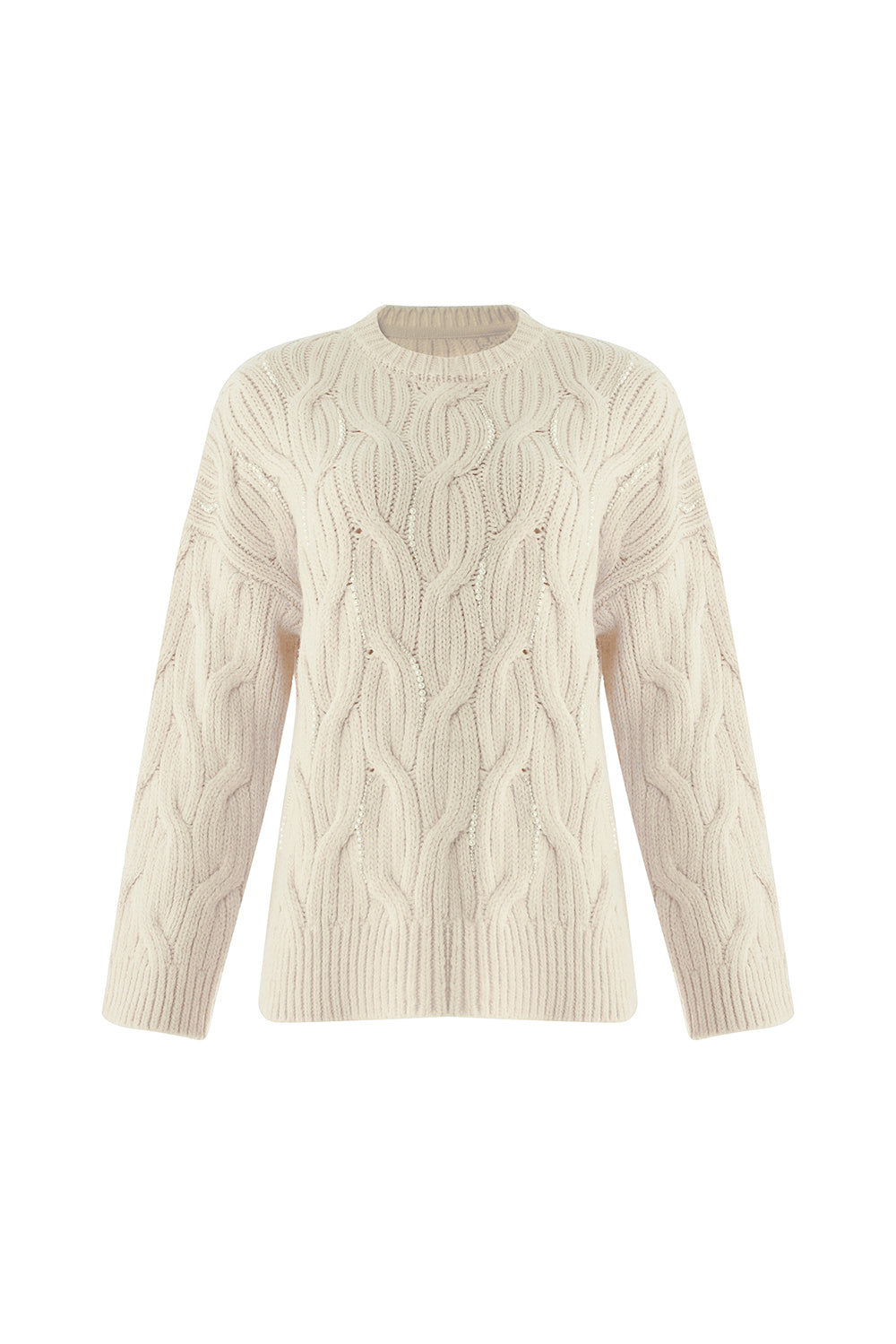 Calla Cable Knit Crew Neck Sweater